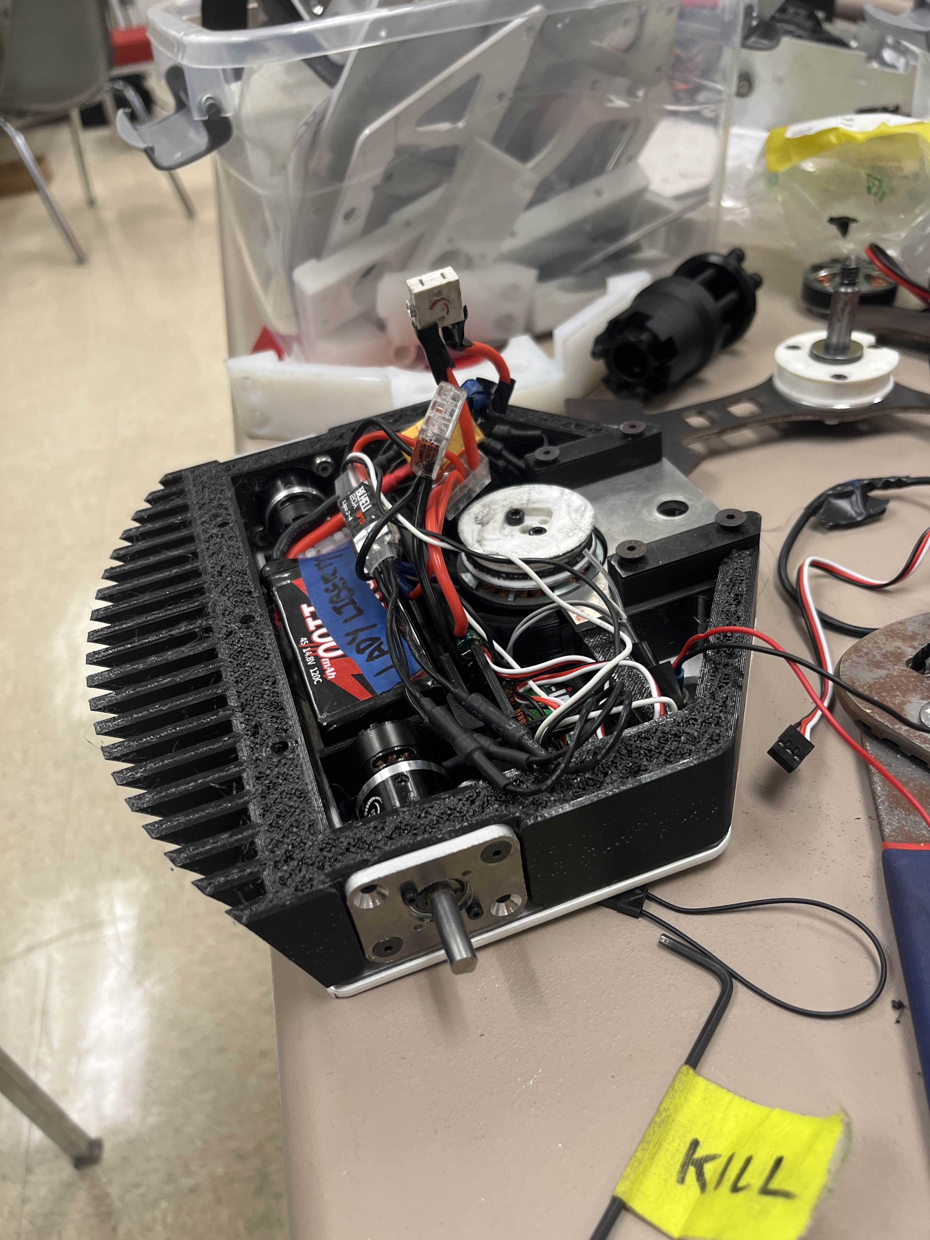 Changing the chassis to TPU. As you can see, there were so many wires, which made the robot hard to put together.
