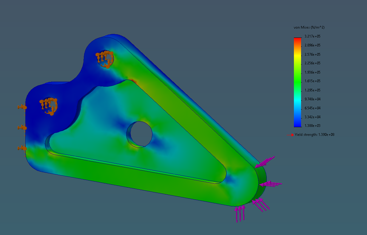FEA on the UHMW ear, part of the armor that allows us to drive upside down.