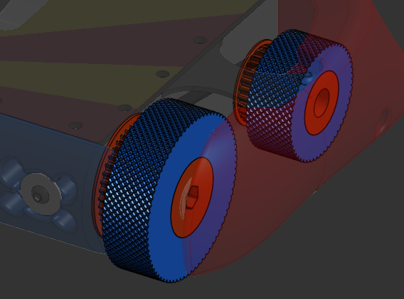 Knurling on the urethane tread of the wheels